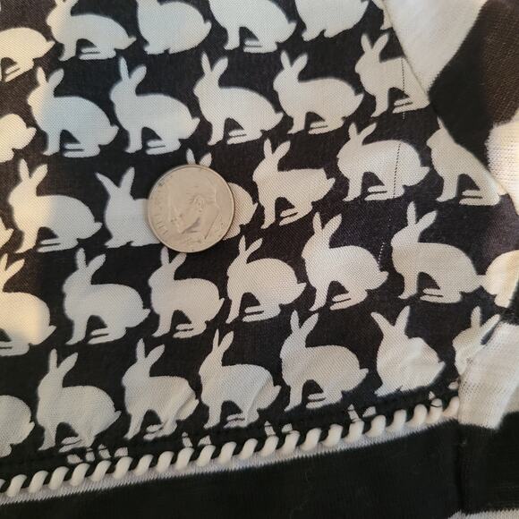 Anthropologie Postmark Bunny Rabbit Striped Henley Shirt Black Women XS - Picture 12 of 12